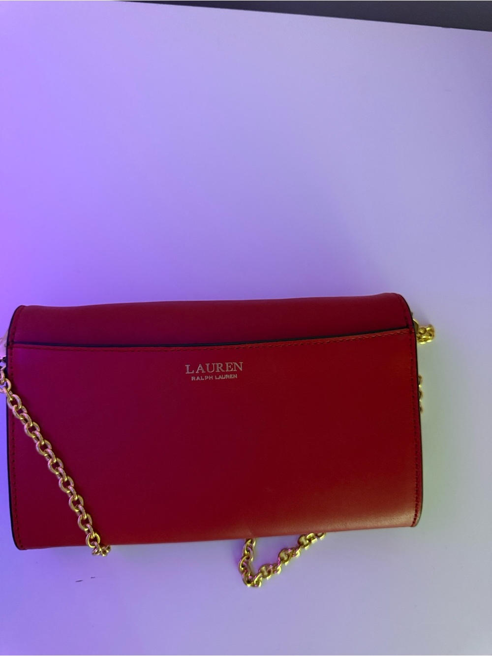 Lauren Ralph Lauren Red Leather Chain Crossbody Bag